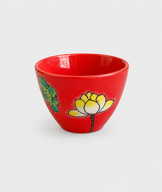 蓮が咲く小さな湯のみ｜100ml・バッチャン焼き
